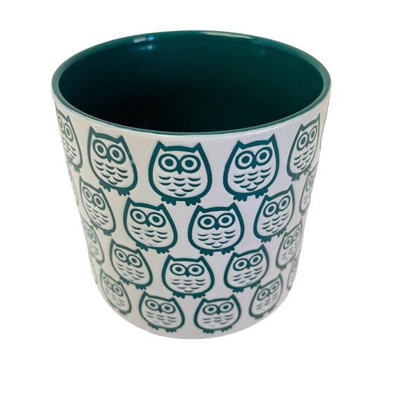 Blue Owls on White Momentum Graydon Hall Large 16 oz Ceramic Coffee Mug - Picture 3 of 4